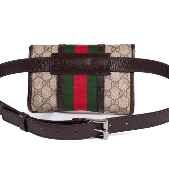 Authentic GUCCI GG Supreme Monogram Web Small Ophidia Belt Bag - Picture 3 of 11